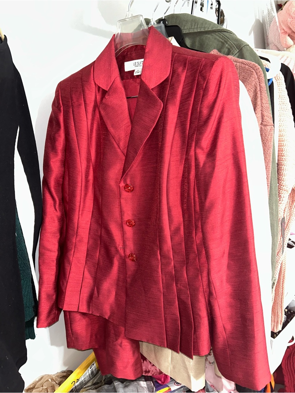 Le Suit Red Blazer Jacket WITH skirt